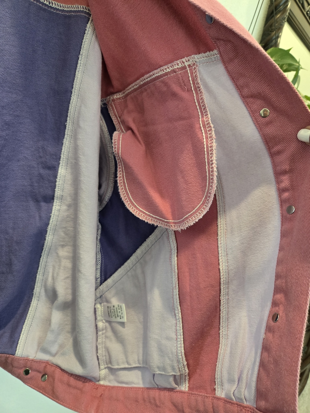 Signature8 Pink and Lavender Colorblock Denim Jacket - Picture 4 of 11